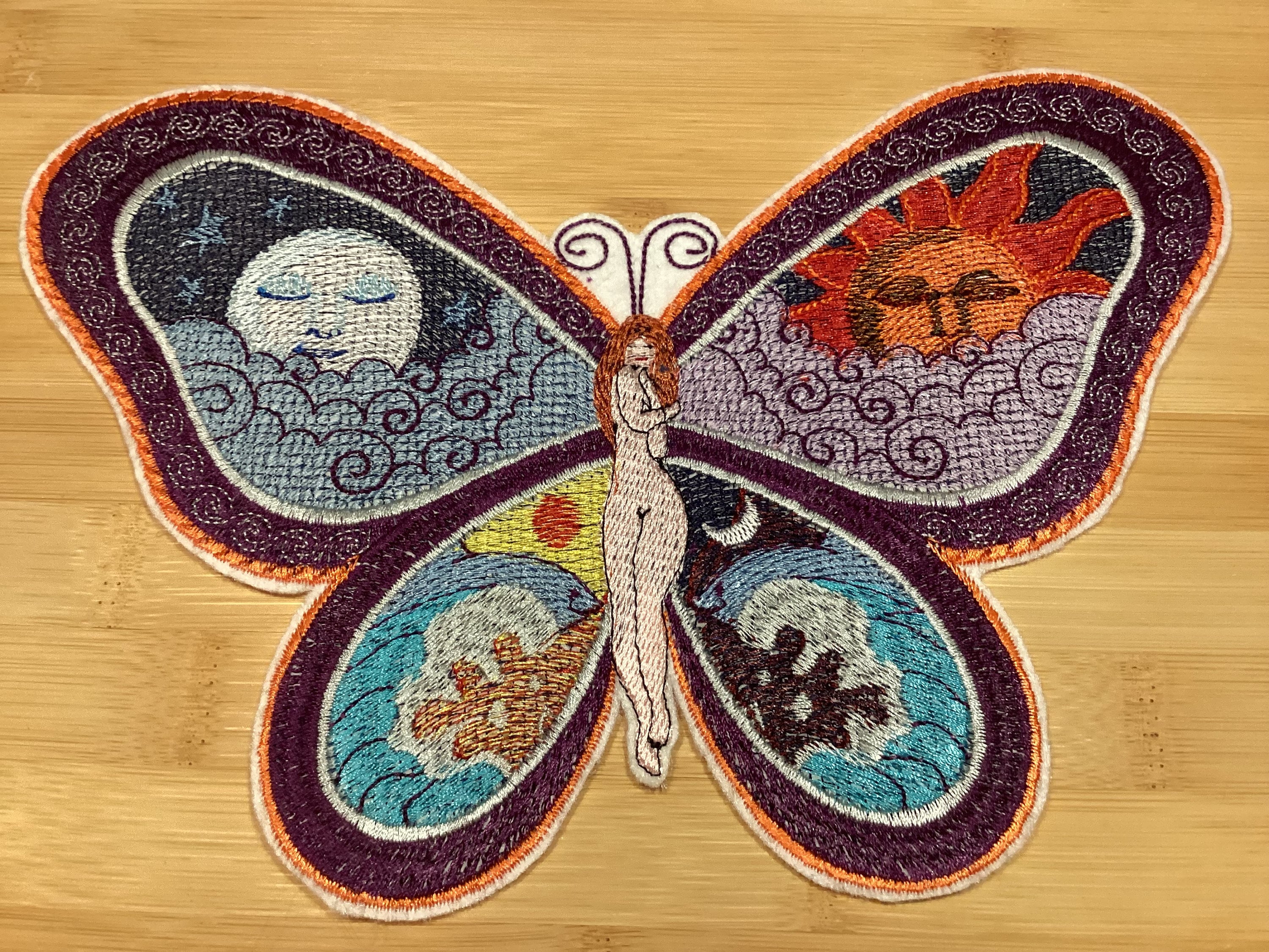 Embroidered Night and Day Butterfly Winged Fairy 2 Sizes Available by Twistedstitcher 2018 Located in Abbotsford BC Canada - Thumbnail 3
