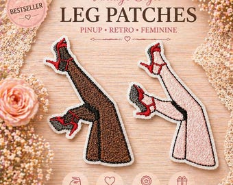 Embroidered Sexy Legs Pin-Up Patch Iron or Sew-on 2 Skin Tone Available