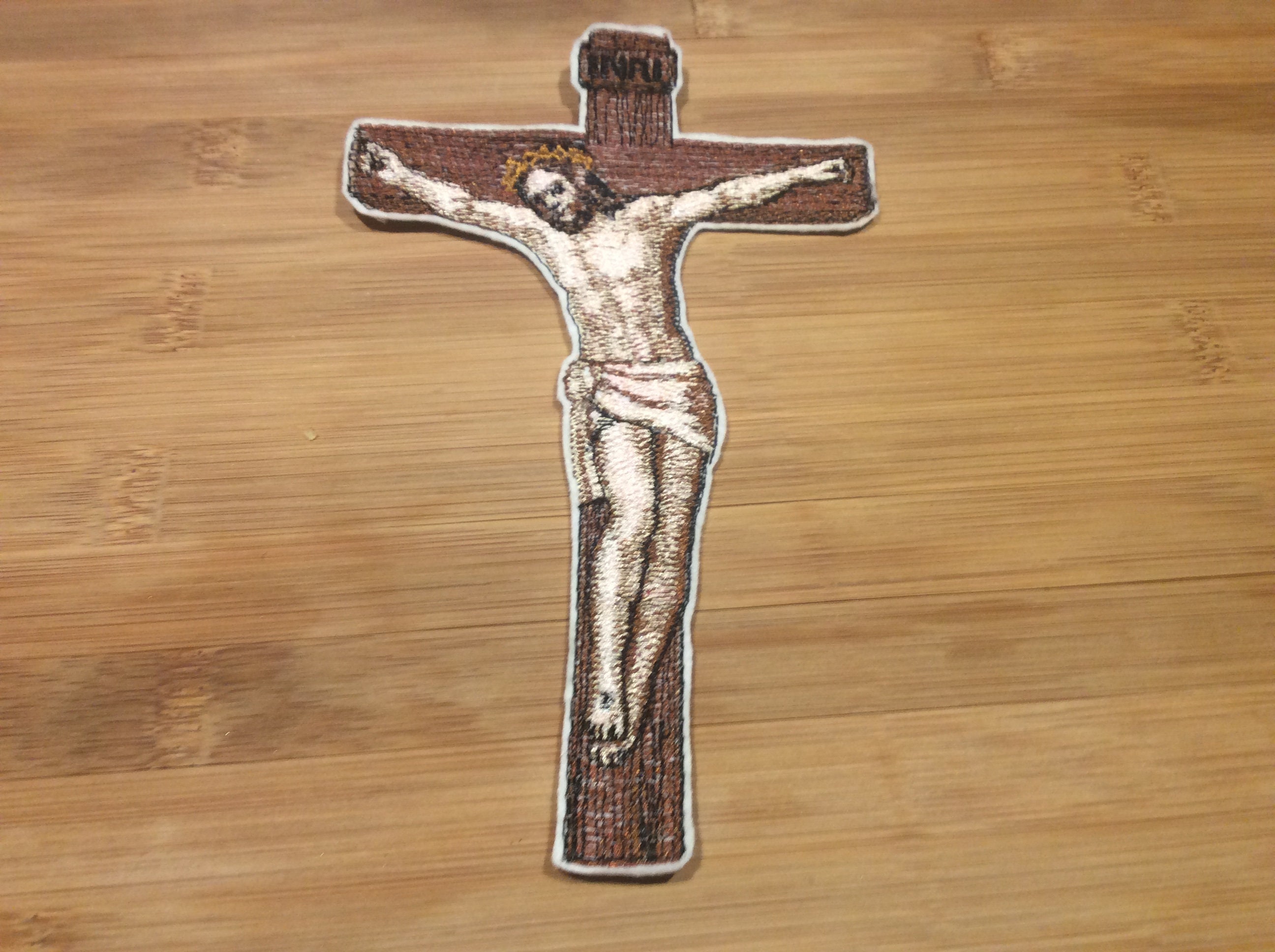 Embroidered Christ Crucifixion Patch Jesus Christ Crucifix Patch by Twistedstitcher2018 Located in Abbotsford BC Canada - Thumbnail 7