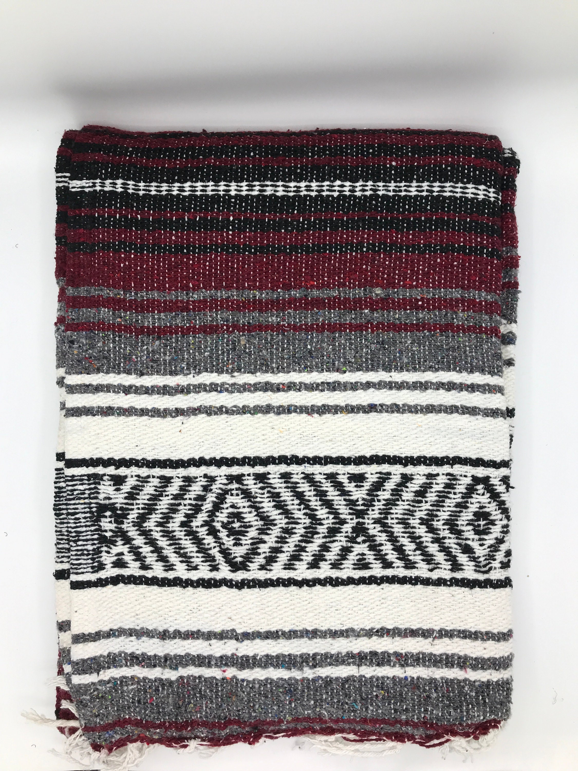 Burgundy Mexican Falsa Blanket / Yoga Blanket / Beach Blanket Etsy