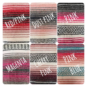 Authentic Mexican Blanket / Yoga Blanket / Baja Blanket / Handwoven Falsa Serape Throw / Picnic /Beach / Boho Home Decor / Camping image 2