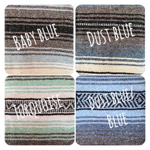 Authentic Mexican Blanket / Yoga Blanket / Baja Blanket / Handwoven Falsa Serape Throw / Picnic /Beach / Boho Home Decor / Camping image 7