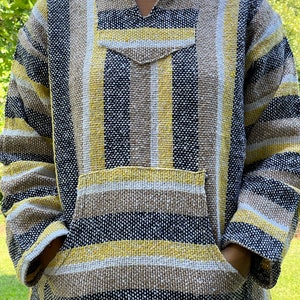 Mexican Baja Hoodie, Mexican Sweater, Mexican Poncho, Unisex Size Medium