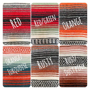 Authentic Mexican Blanket / Yoga Blanket / Baja Blanket / Handwoven Falsa Serape Throw / Picnic /Beach / Boho Home Decor / Camping image 3