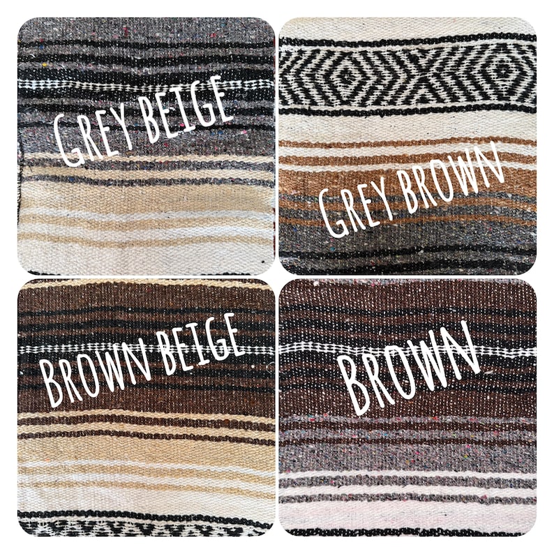 Authentic Mexican Blanket / Yoga Blanket / Baja Blanket / Handwoven Falsa Serape Throw / Picnic /Beach / Boho Home Decor / Camping image 8