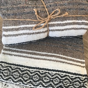 Grey Brown Mexican Falsa  Blanket / Yoga Blanket /  Beach Blanket / Picnic Blanket/ Home Throw / Baja Blanket