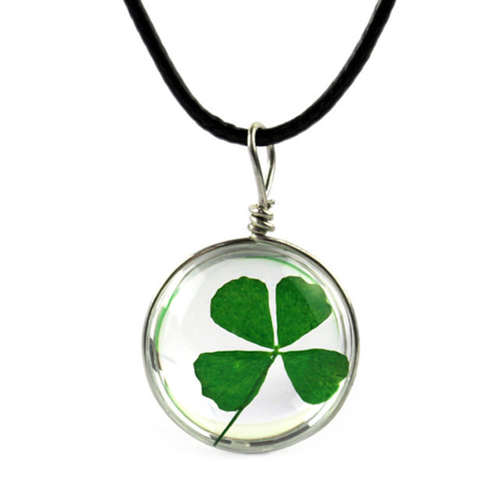 4 Leaf Clover Necklace Good Luck Charm Real Four Leaf Clover Etsy
