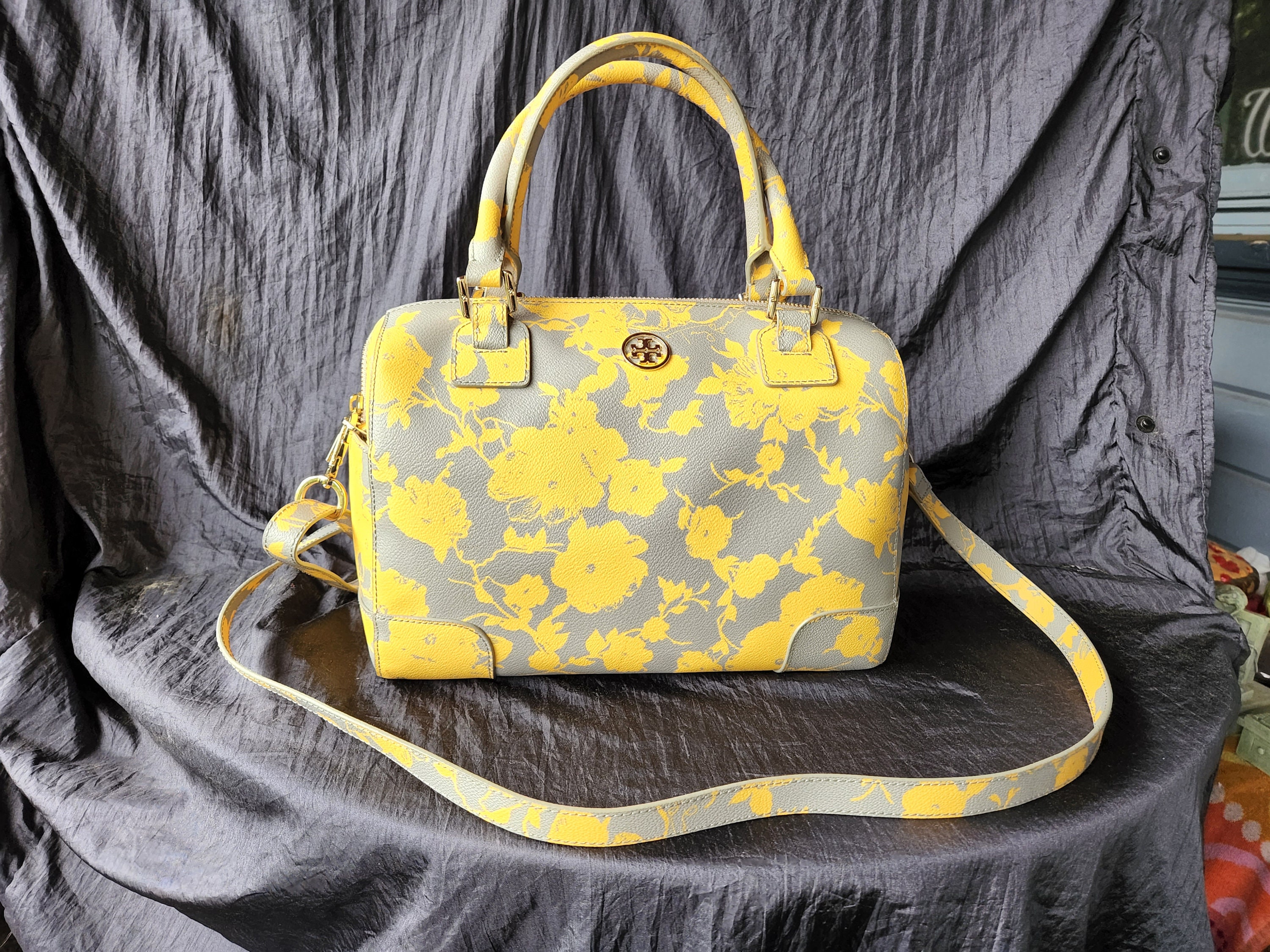 Tory Burch: Grey and Yellow Pattern Shoulder Bag. Pockets at - Etsy Finland