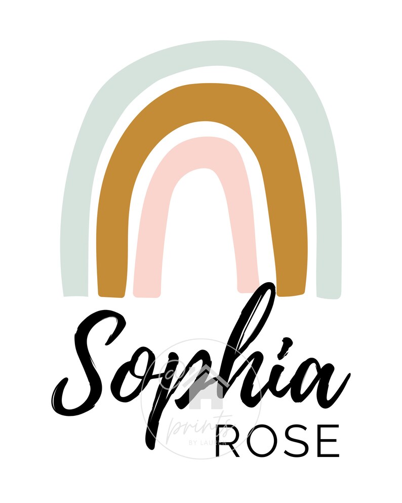 Minimalist Rainbow Name Wall Art Little Girl Room Decor Etsy