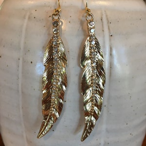 Large beautiful dangle feather earrings