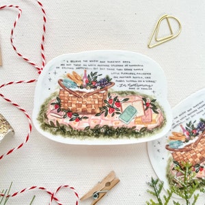 Spring Picnic Basket Vinyl Sticker / Quote from L.M. Montgomery / Cottagecore