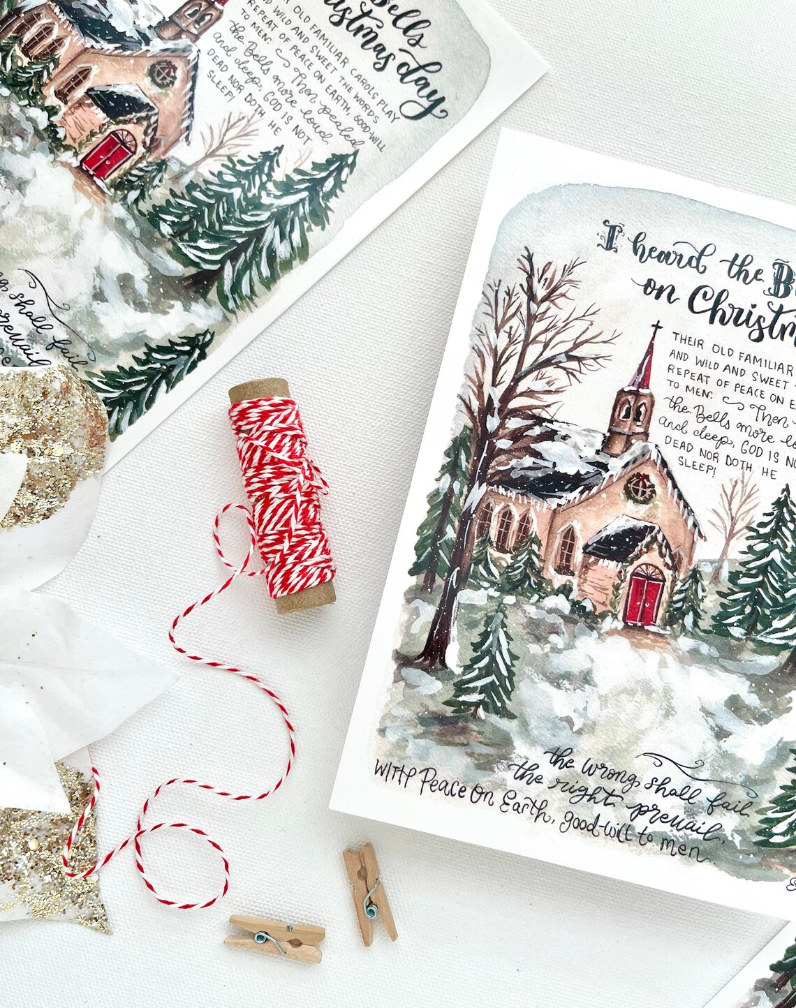 I Heard the Bells on Christmas Day Art Print / Holiday Church ...