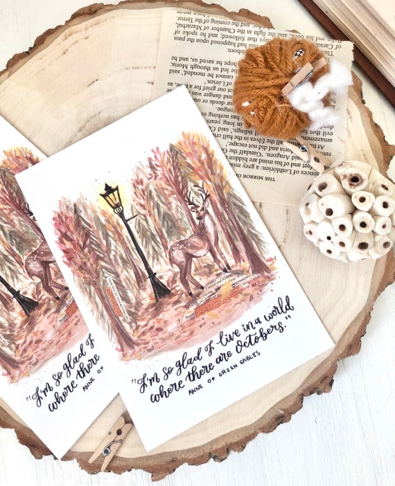 Autumn Art Print Postcard / Anne of Green Gables Fall Quote