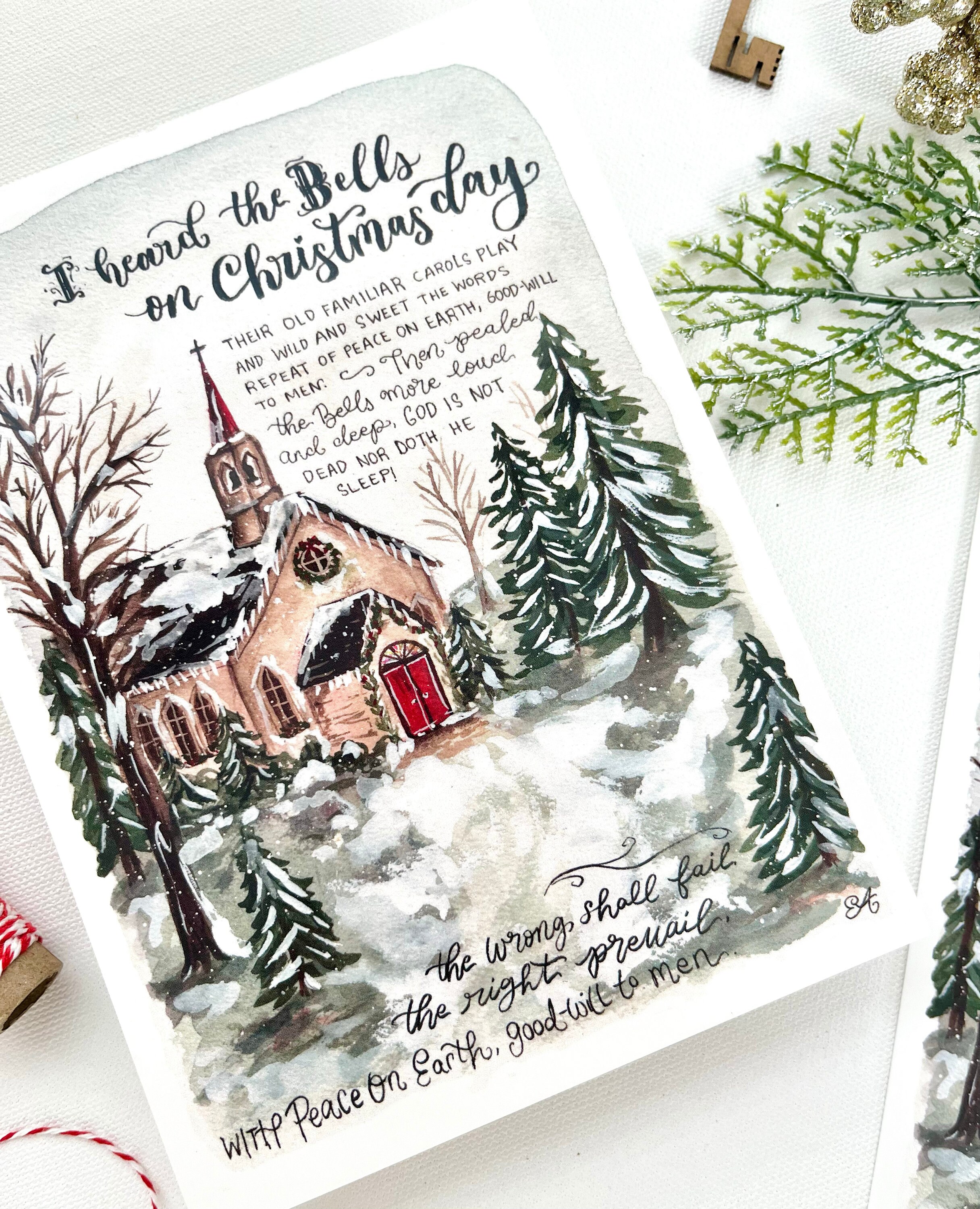 I Heard the Bells on Christmas Day Art Print / Holiday Church ...