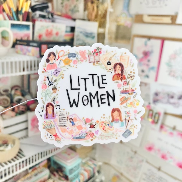 Little Women Sisters Sticker / Louisa May Alcott Vinyl Sticker / Cottagecore Florals / The March Sisters