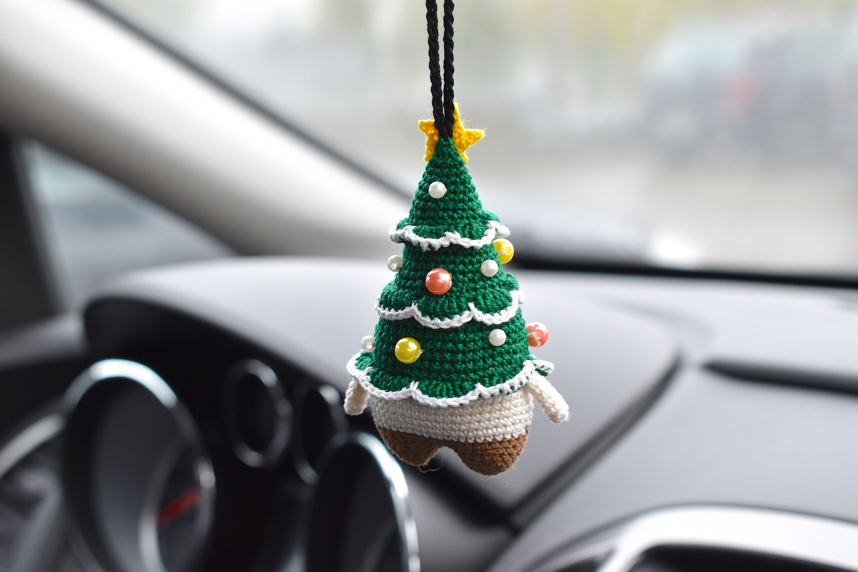Mini Christmas Tree Rear View Mirror Charm Christmas Etsy