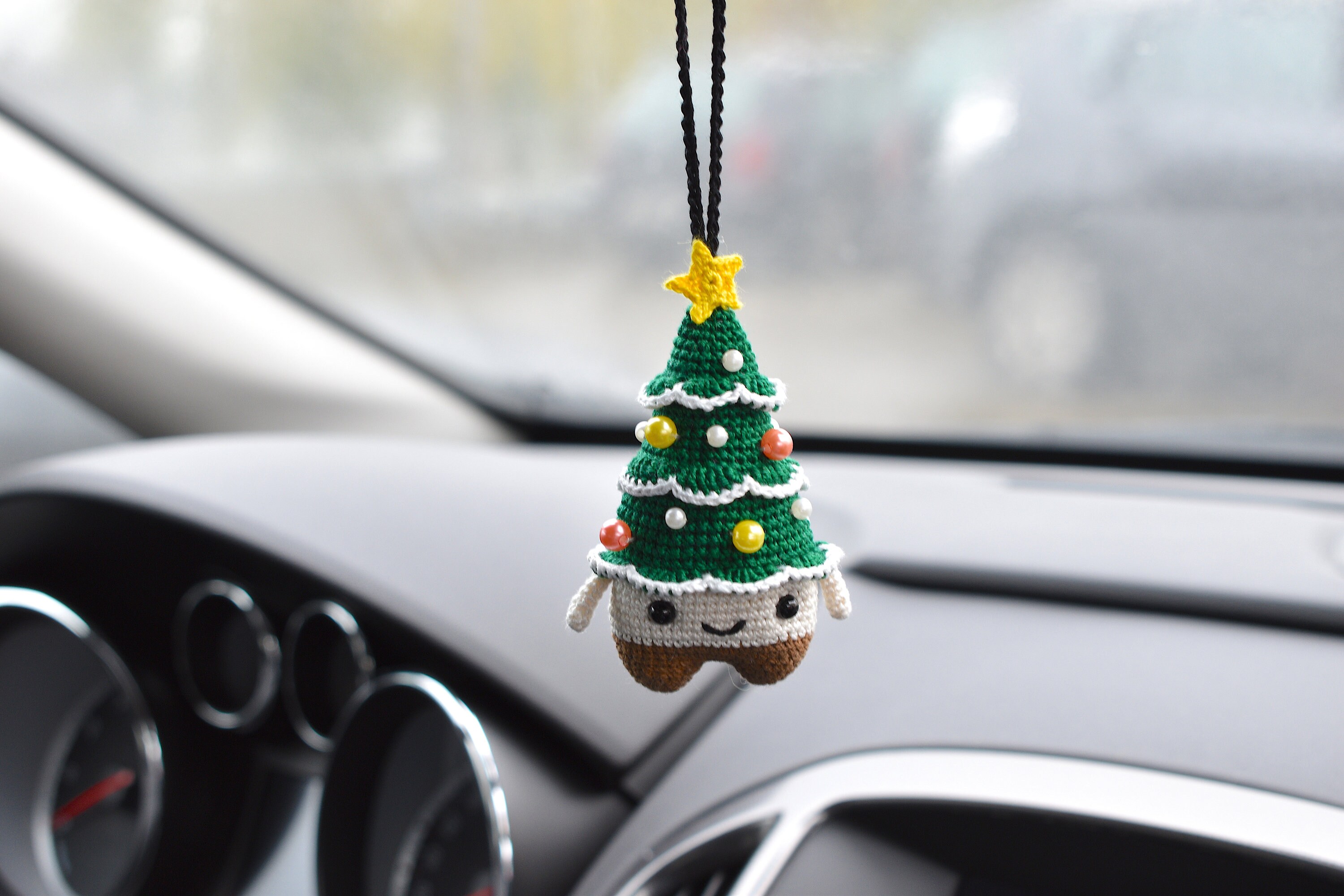 Mini Christmas Tree Rear View Mirror Charm Christmas Etsy