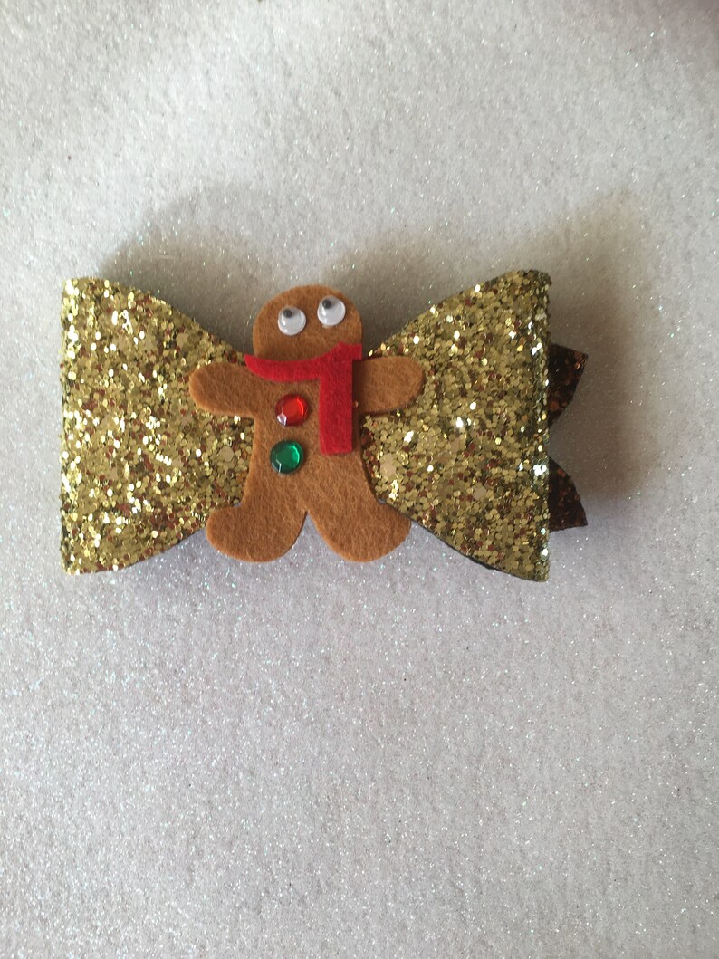 3 Pack Christmas sparkly handmade hair bow clip large