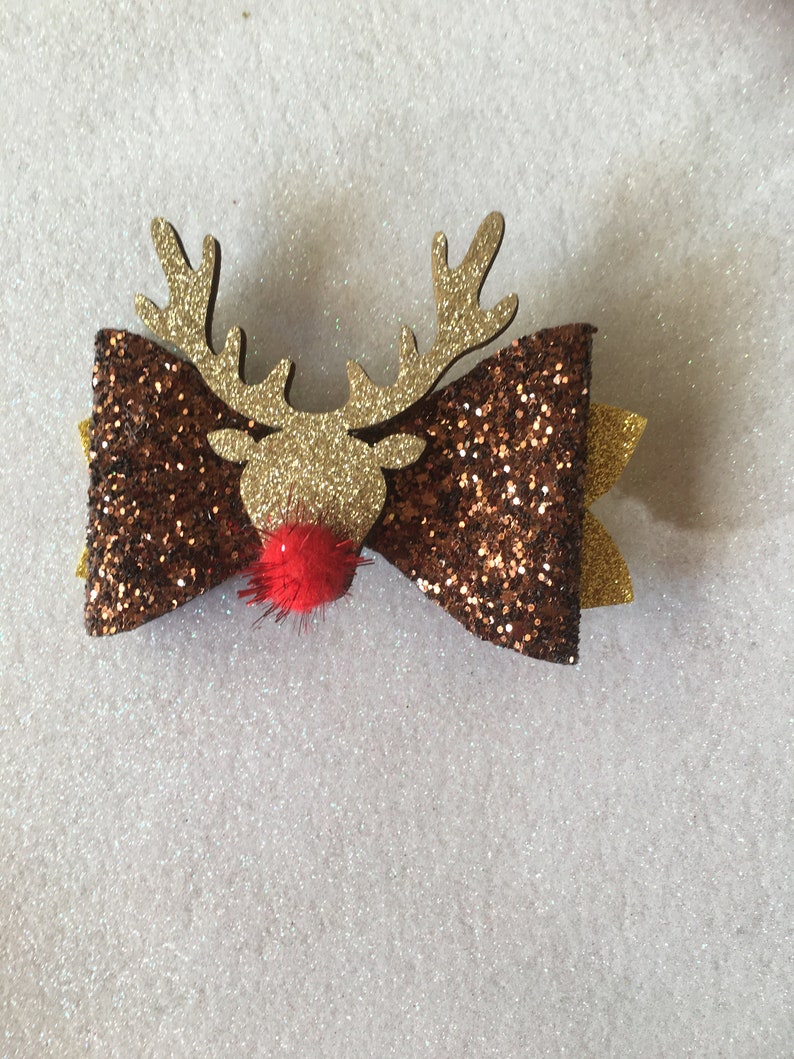 3 Pack Christmas sparkly handmade hair bow clip large