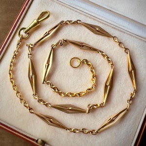 Fancy Link Chain Necklace Antique Art Deco Solid 18ct w/Dog Clip 42cm/16.5” (16.6g) Layer Add Charms Lockets Perfect Heirloom & Gift