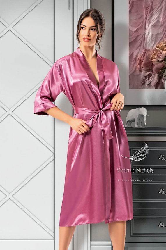 Personalized Long Silk Robe: Custom Bridal Party Caftan, Long Kimono Robe, th birthday gift for women, mother of the bride gift