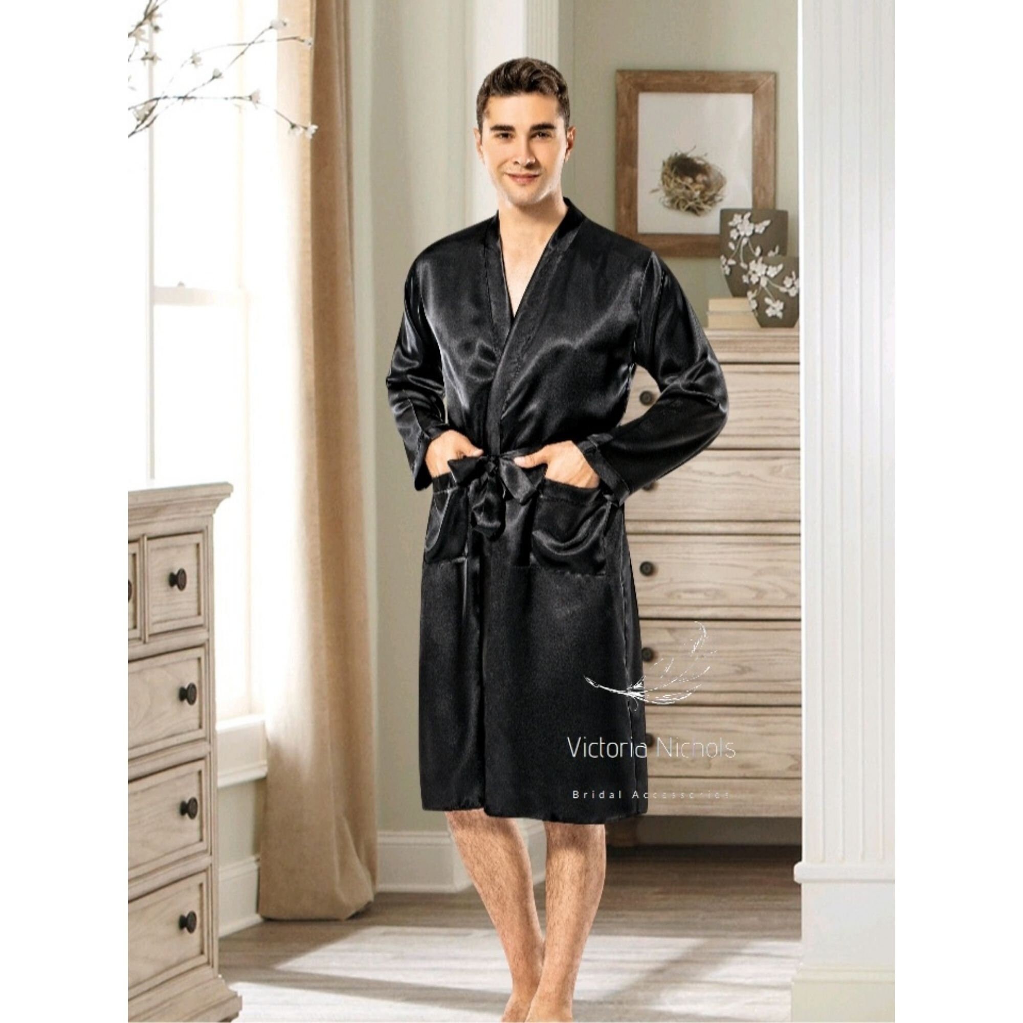 Black Silk Dressing Gown, Black Silk Robe | Ellectives