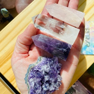 Love Peace and Harmony - UPGRADE - w Amethyst raw cluster. Amethyst calming. Clear Quartz clarity. Rose Quartz: love vibes! Comes in box!