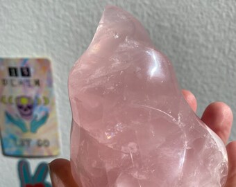 Rose quartz flame! Super high quality. 4 inches high. Grade A. Rose quartz is the heart chakra crystal bringer of love, light & happiness!