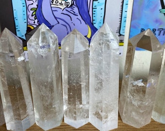 Clear quartz tower. Super high quality. 2.5 - 5.4 inches high. Clear quartz is the crown chakra crystal bringer of clarity & psychic powers!