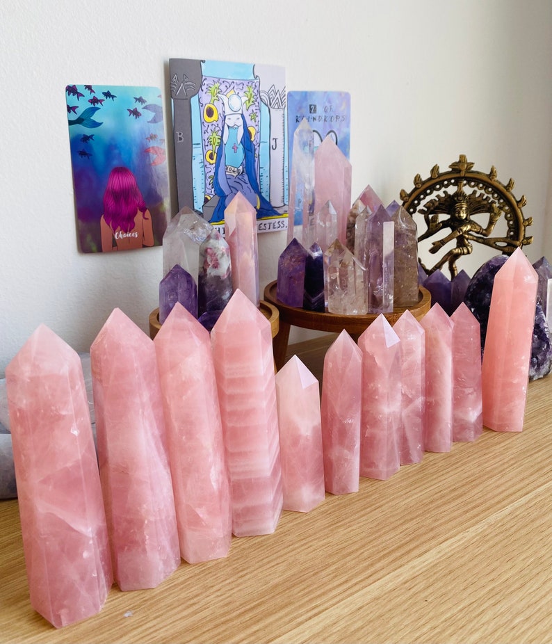 Rose quartz tower. Super high quality. 1 5 inches high. Rose quartz is the heart chakra crystal bringer of love, light & happiness image 8