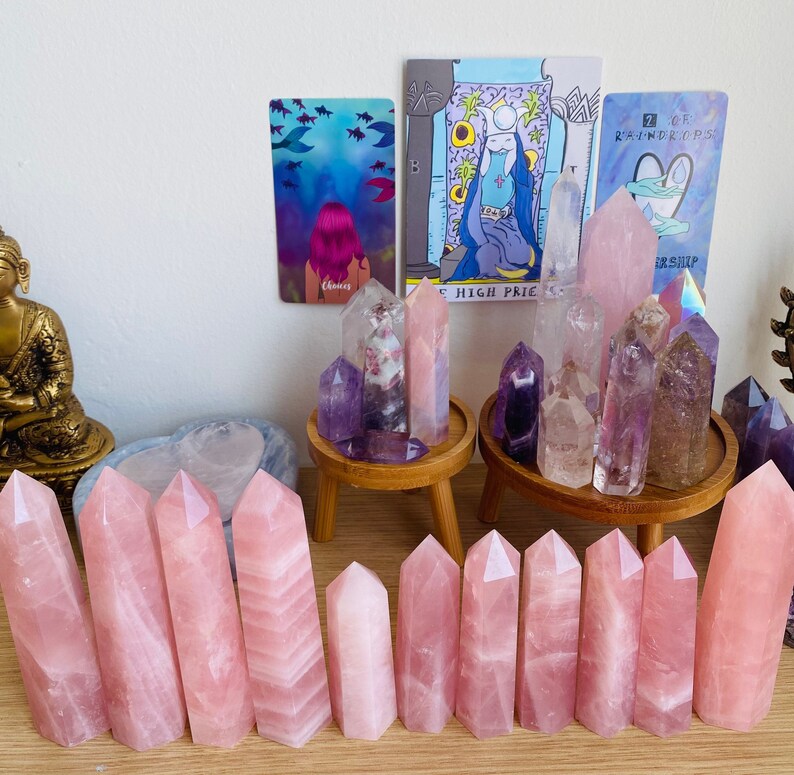 Rose quartz tower. Super high quality. 1 5 inches high. Rose quartz is the heart chakra crystal bringer of love, light & happiness image 6