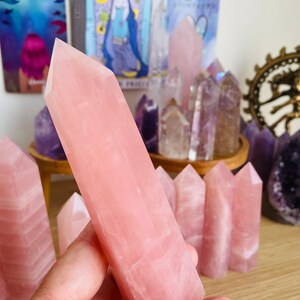 Rose quartz tower. Super high quality. 1 5 inches high. Rose quartz is the heart chakra crystal bringer of love, light & happiness image 3