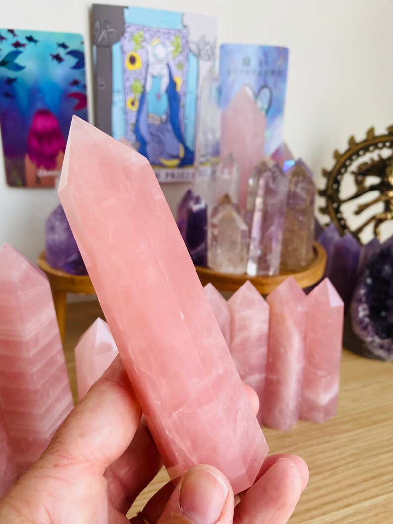 Rose quartz tower. Super high quality. 1 5 inches high. Rose quartz is the heart chakra crystal bringer of love, light & happiness image 3