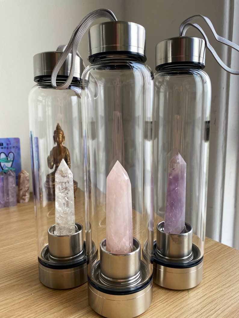 Clear Quartz Crystal Water Bottle. Infuse your water with good Etsy