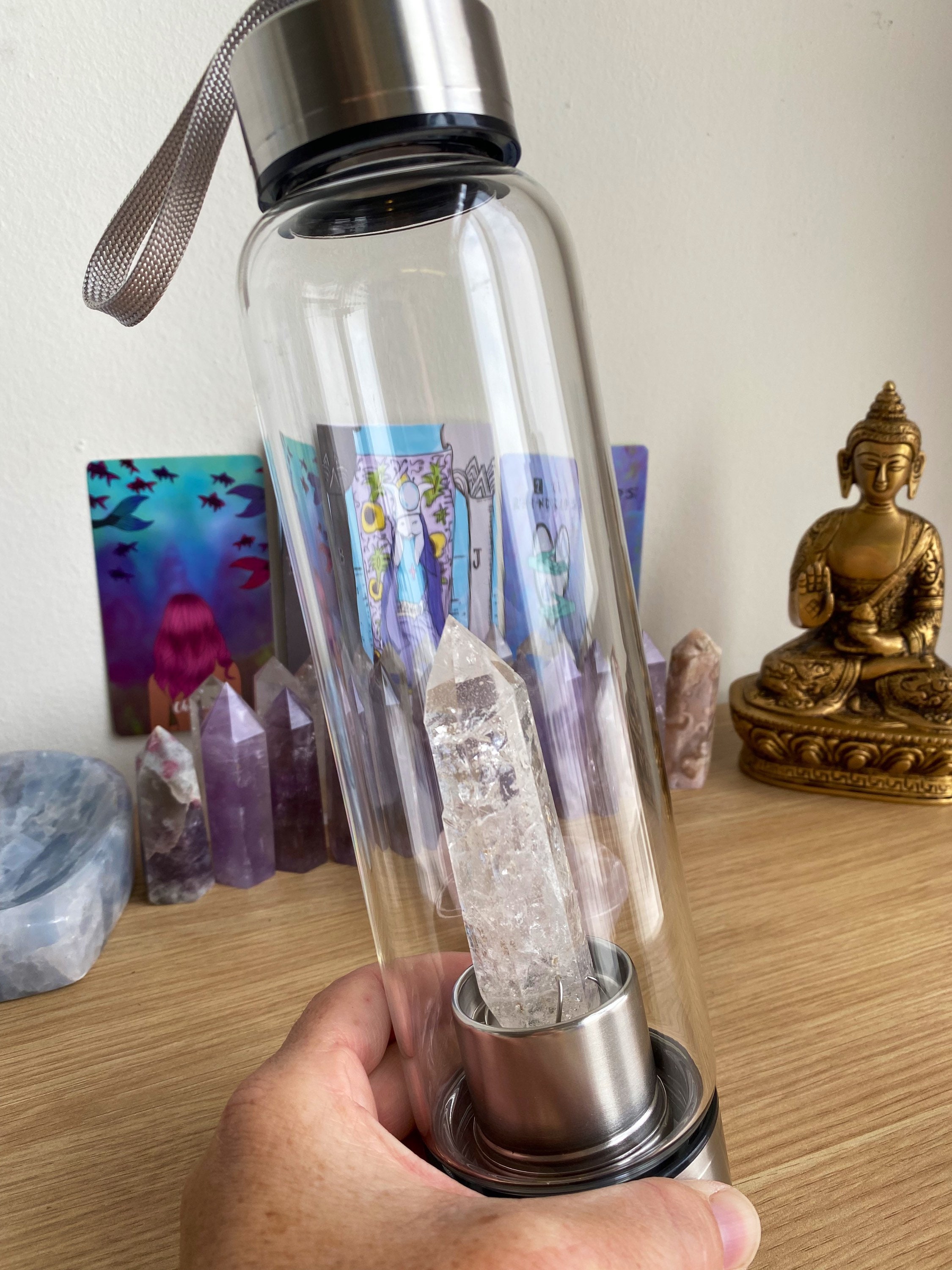 Clear Quartz Crystal Water Bottle. Infuse your water with good Etsy