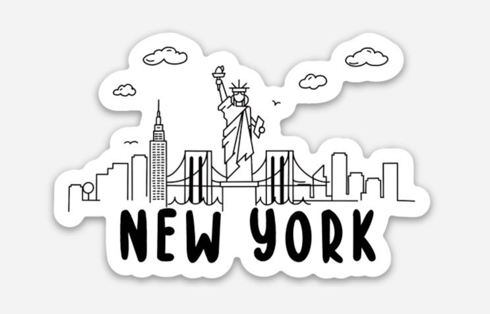 New York City Skyline Sticker New York City Sticker - Etsy