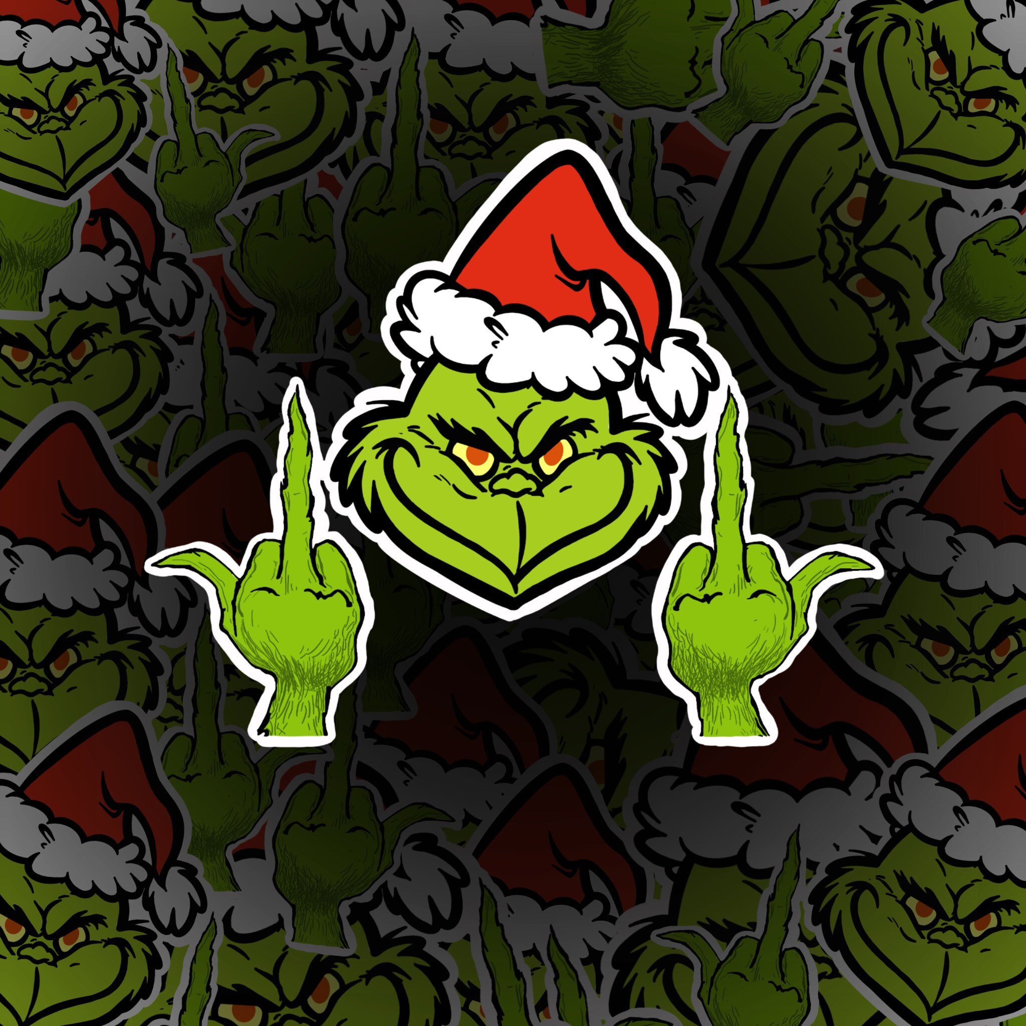 Grinch Giving the Middle Finger Sticker 