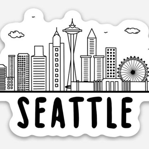Stylized Seattle Skyline Vinyl Sticker Washington State Best Etsy