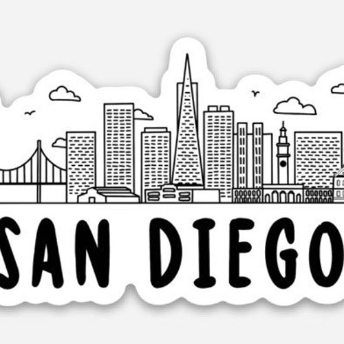 Colorful San Diego Skyline Vinyl Sticker California Best Etsy