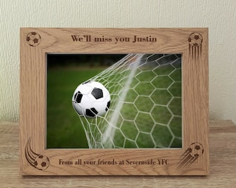 Football Soccer Personalised Engraved Wooden Photo Frame Any Text Birthday Gift Champion 5 x 7 Photo Memory Keepsake