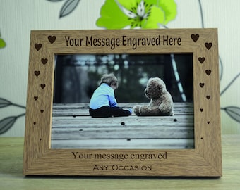 Personalised Photo Frame Any Text Engraved Wooden Picture Frame Any Occasion New Baby Wedding Anniversary Birthday Gift Keepsake
