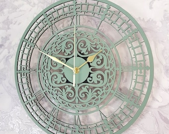 12-Inch Kess InHouse Kess Original Make Like A Tree Green Pattern Wall Clock 12-Inch Kess InHouse Kess Original Make Like A Tree Green Pattern Wall Clock