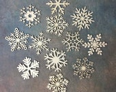 12 Wooden Snowflakes Christmas Ornaments Plywood Blank Shapes Craft Embellishment Festive Home Decoration
