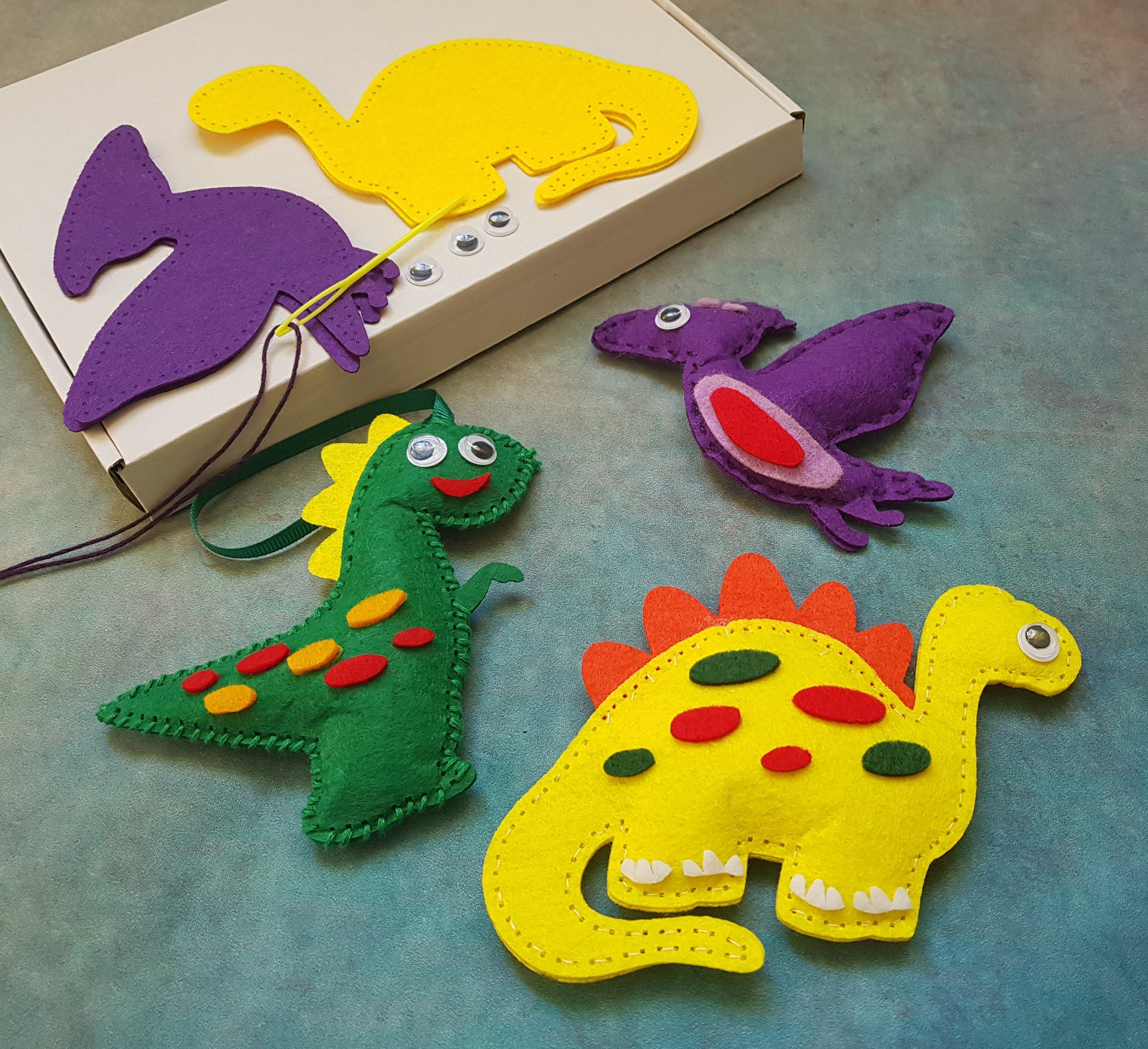 Felt Sewing Kit Make Your Own Dinosaurs Set of 3 Kids Crafts Etsy UK