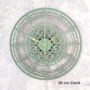 Any Colour Wooden Wall Clock Silent NonTicking Roman Numerals 30cm or 55cm Wall Ornament Gift 30 cm