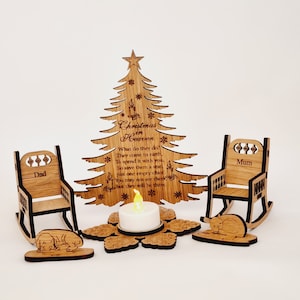 Christmas In Heaven Memorial Christmas Tealight Holder Tree Personalised Rocking Chair Pet Ornament Gift Candle Holder