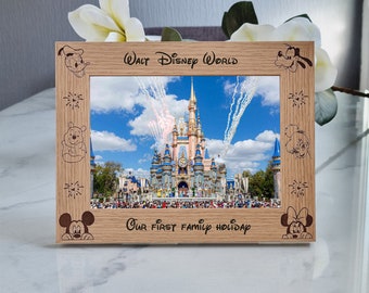 Walt Disney World Personalised Engraved Wooden Photo Frame Disneyland Holiday Memories Gift