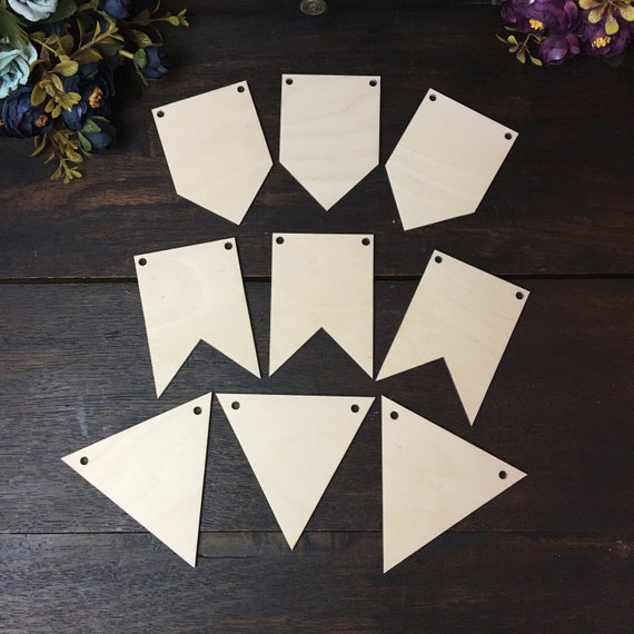 10x Wooden Bunting Triangle Craft Shapes 3mm Plywood 