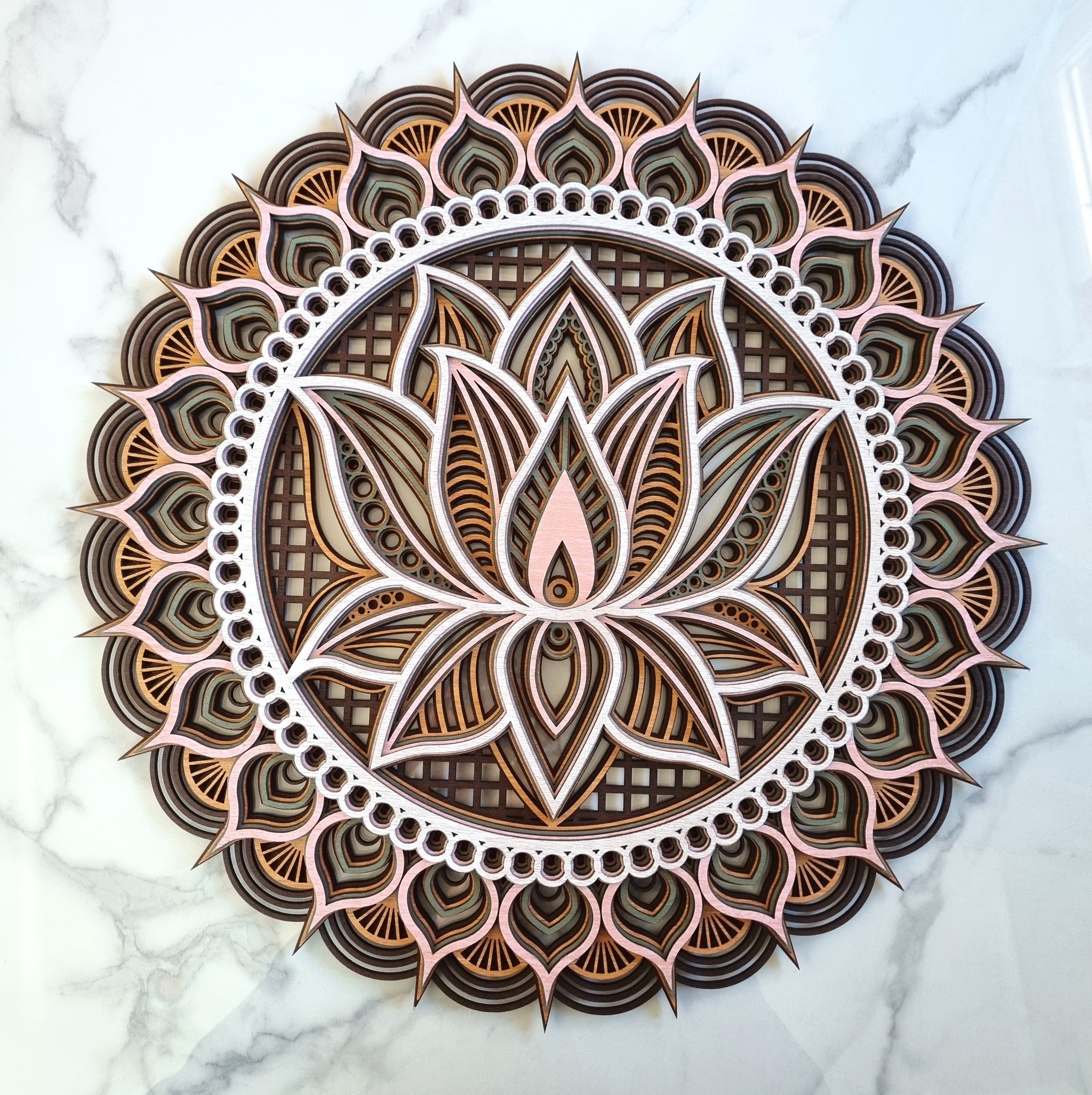 Lotus Flower 3D Wall Art Laser Cut Mandala Plaque Geometric Ornament ...