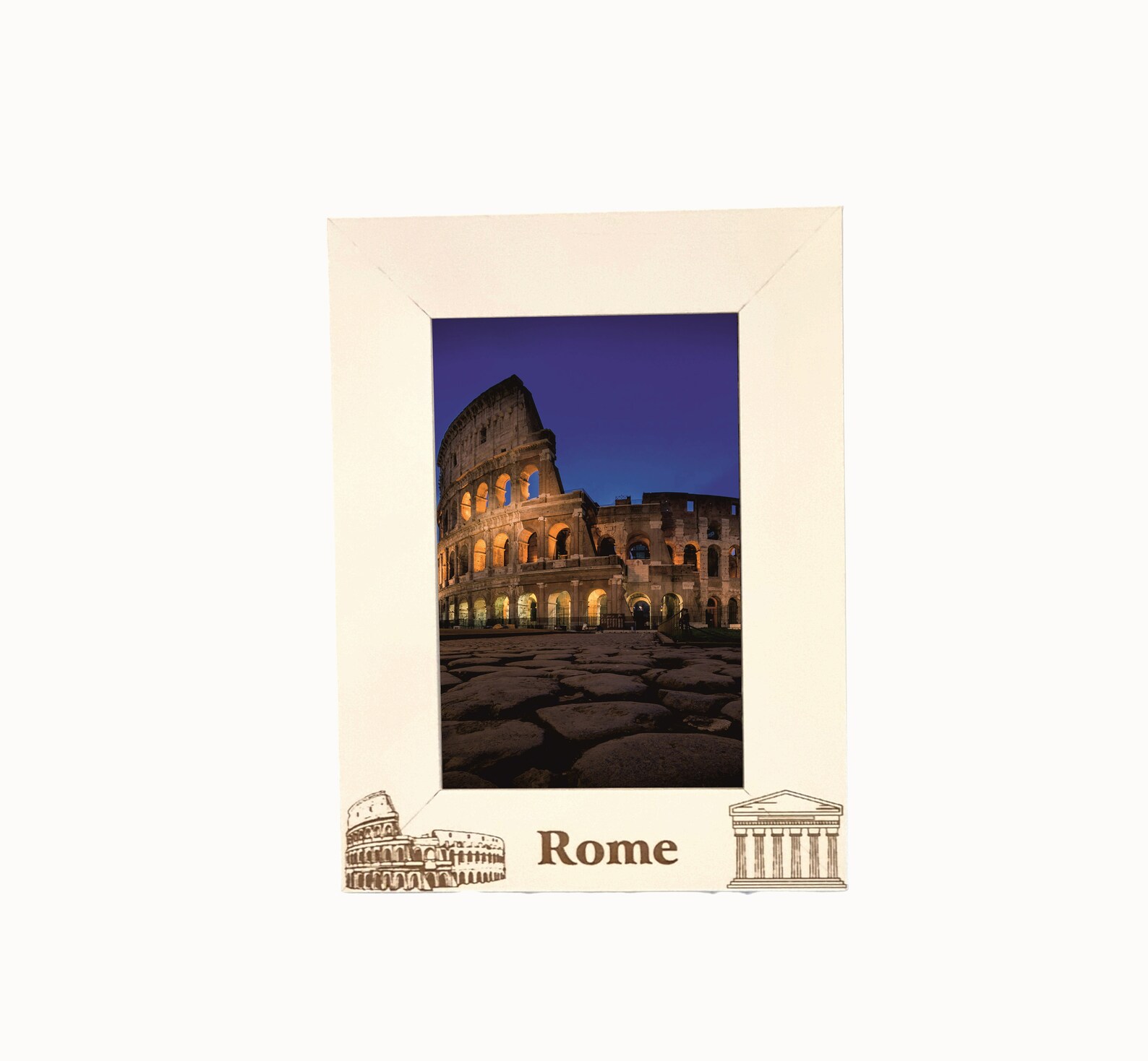 Rome Skyline Personalised Wooden Photo Frame Holiday Memories Keepsake ...